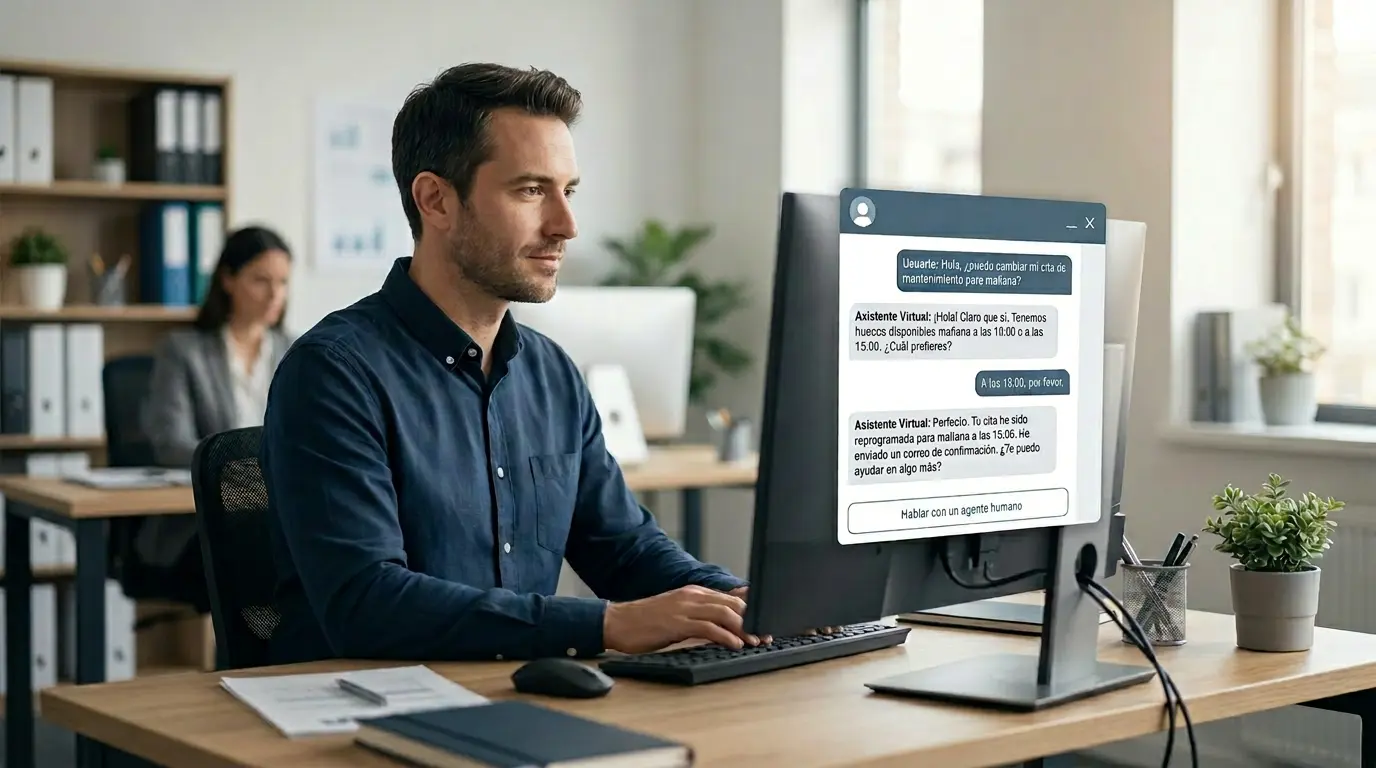 Chat de atención al cliente con soporte continuo.